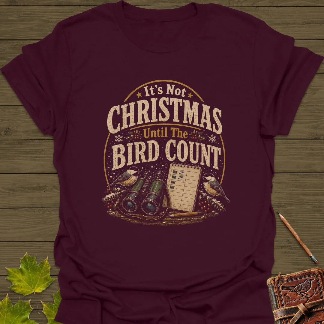 Bird Count Christmas T-Shirt in Maroon