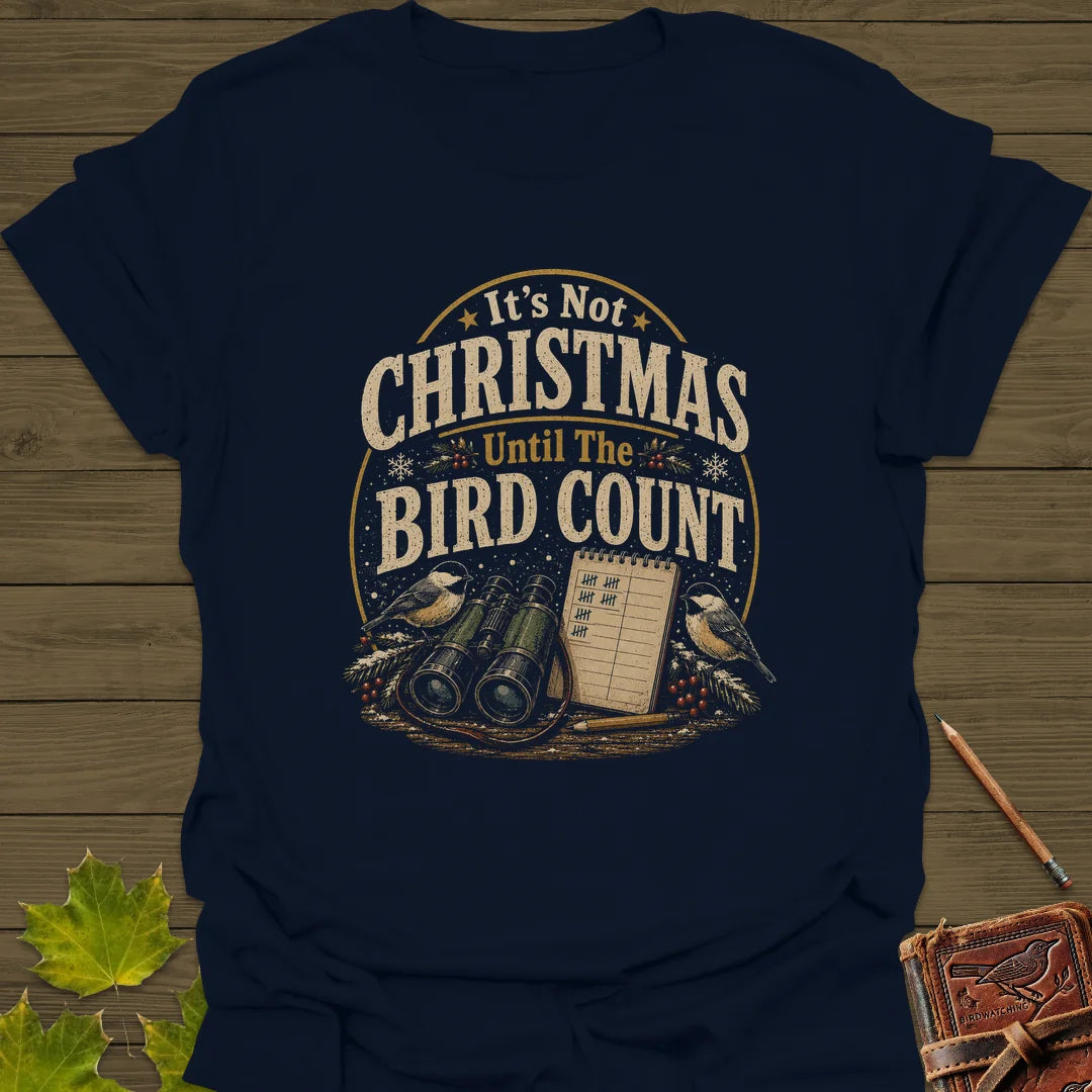 Bird Count Christmas T-Shirt in Navy