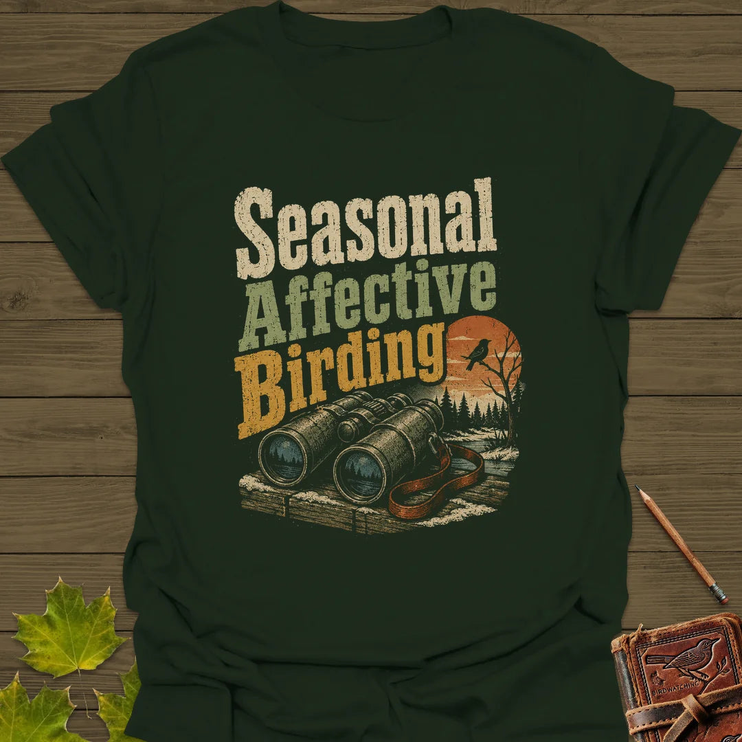 Seasonal Affective Birding T-Shirt in Forest Green