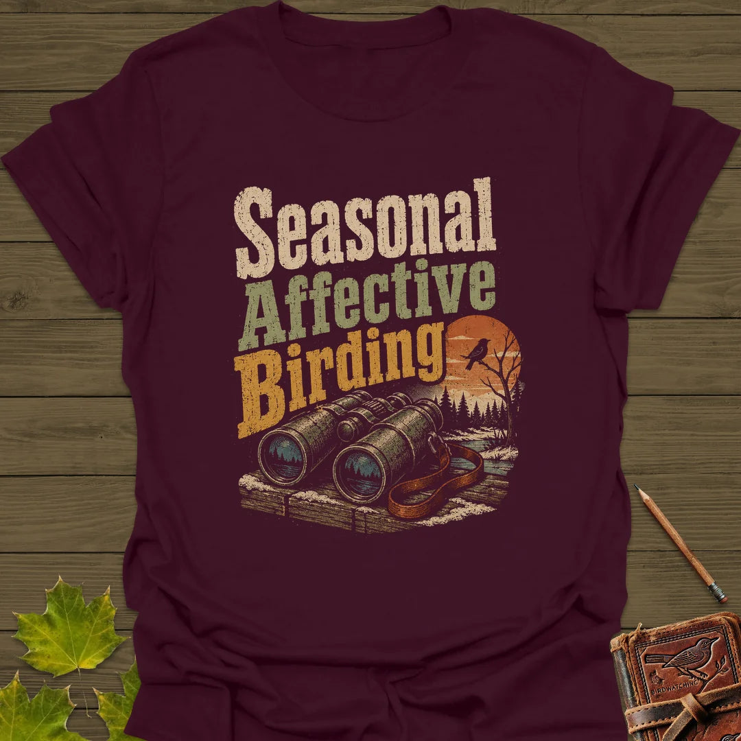 Seasonal Affective Birding T-Shirt in Maroon