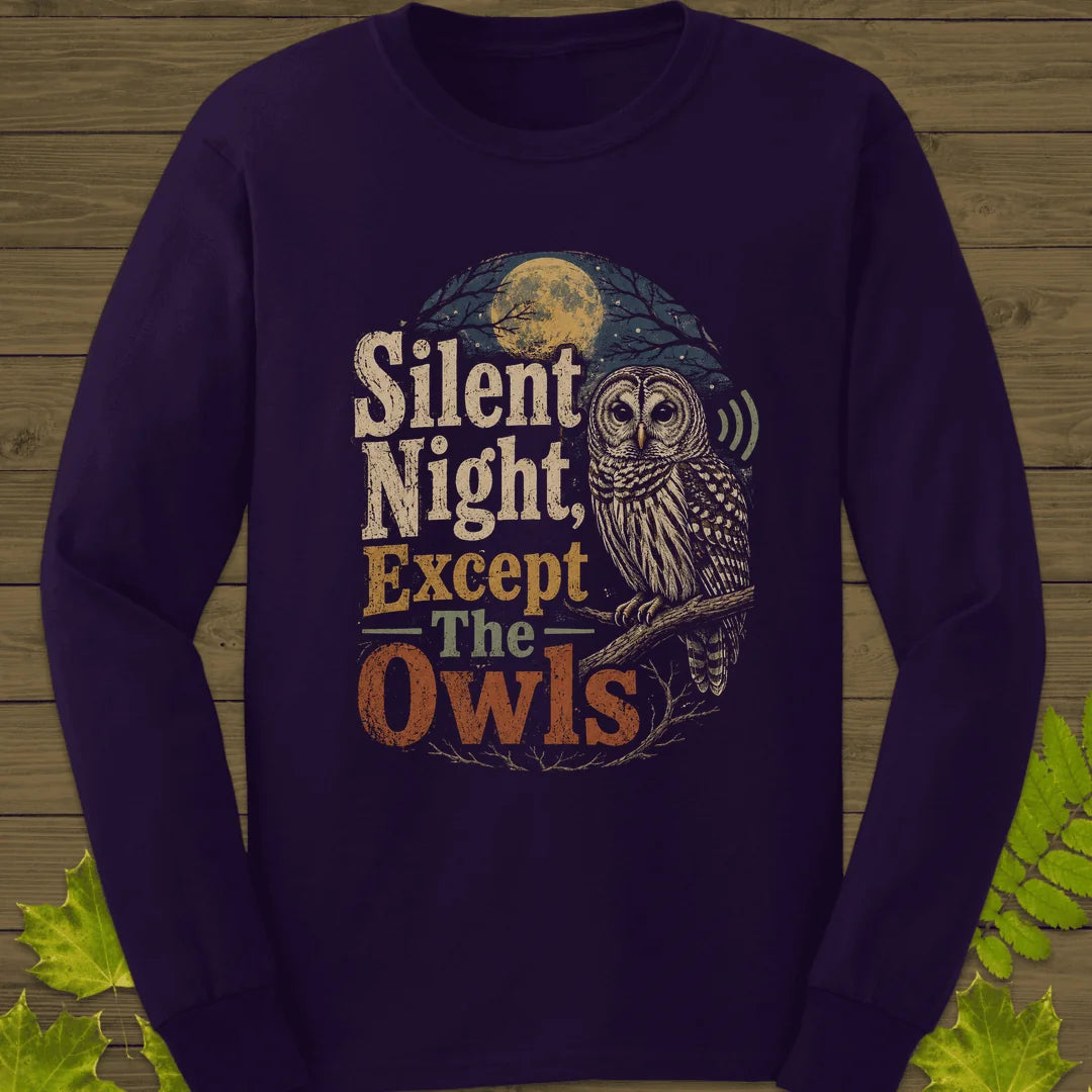 Silent Night Except Owls Long Sleeve in Purple