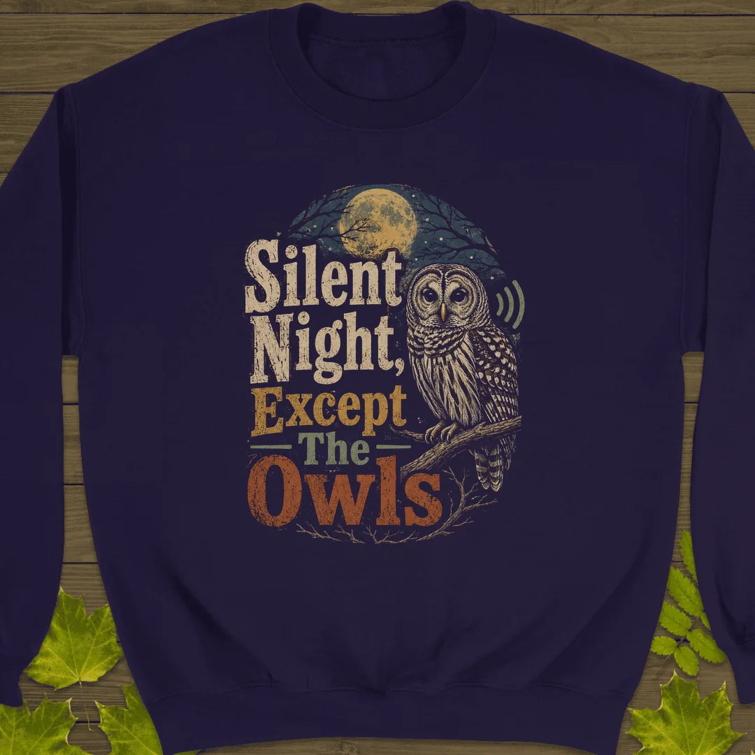 Silent Night Except Owls Sweatshirt in Purple