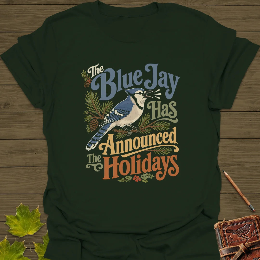 Blue Jay Holiday Herald T-Shirt in Forest Green