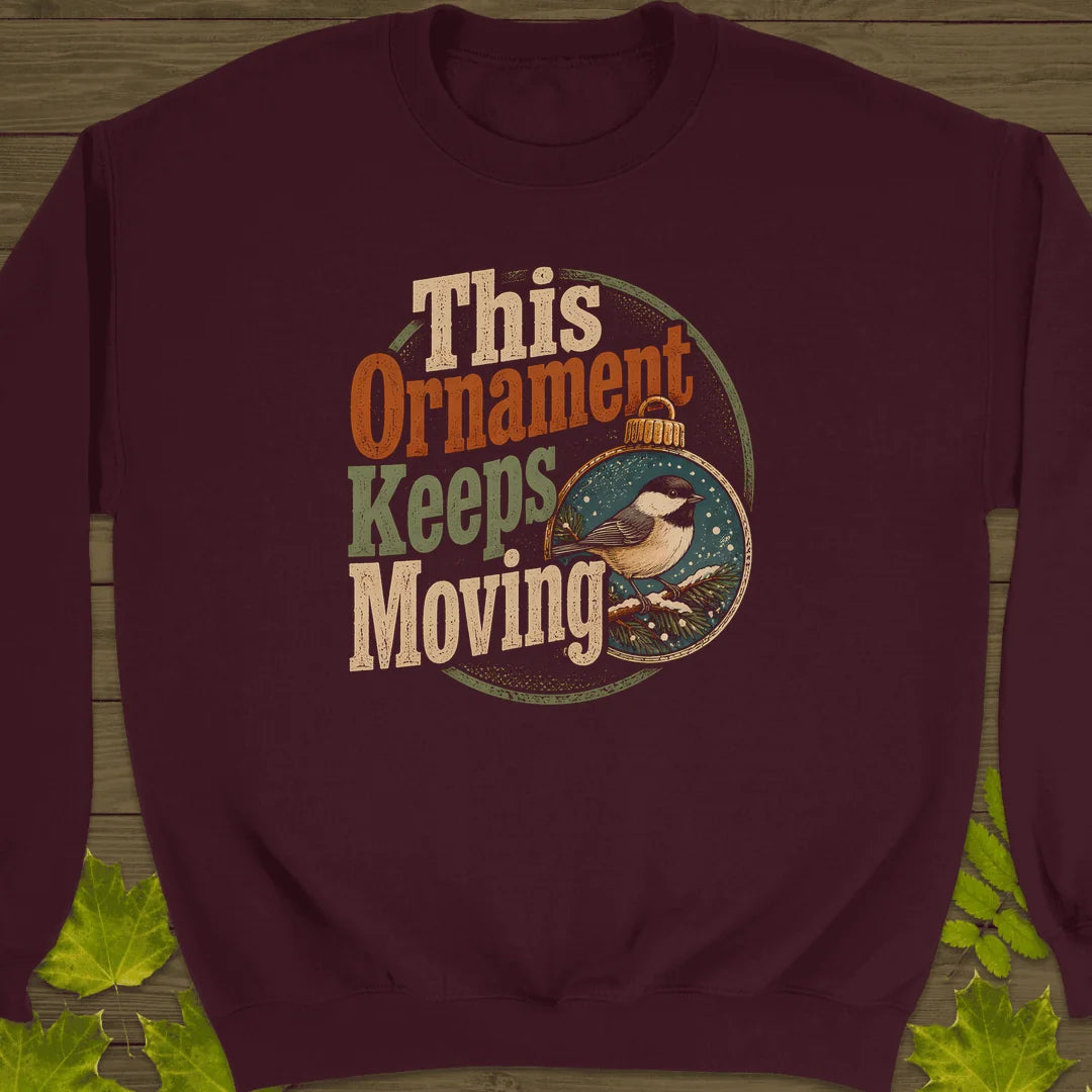 Ornament Keeps Moving Sweatshirt in Maroon