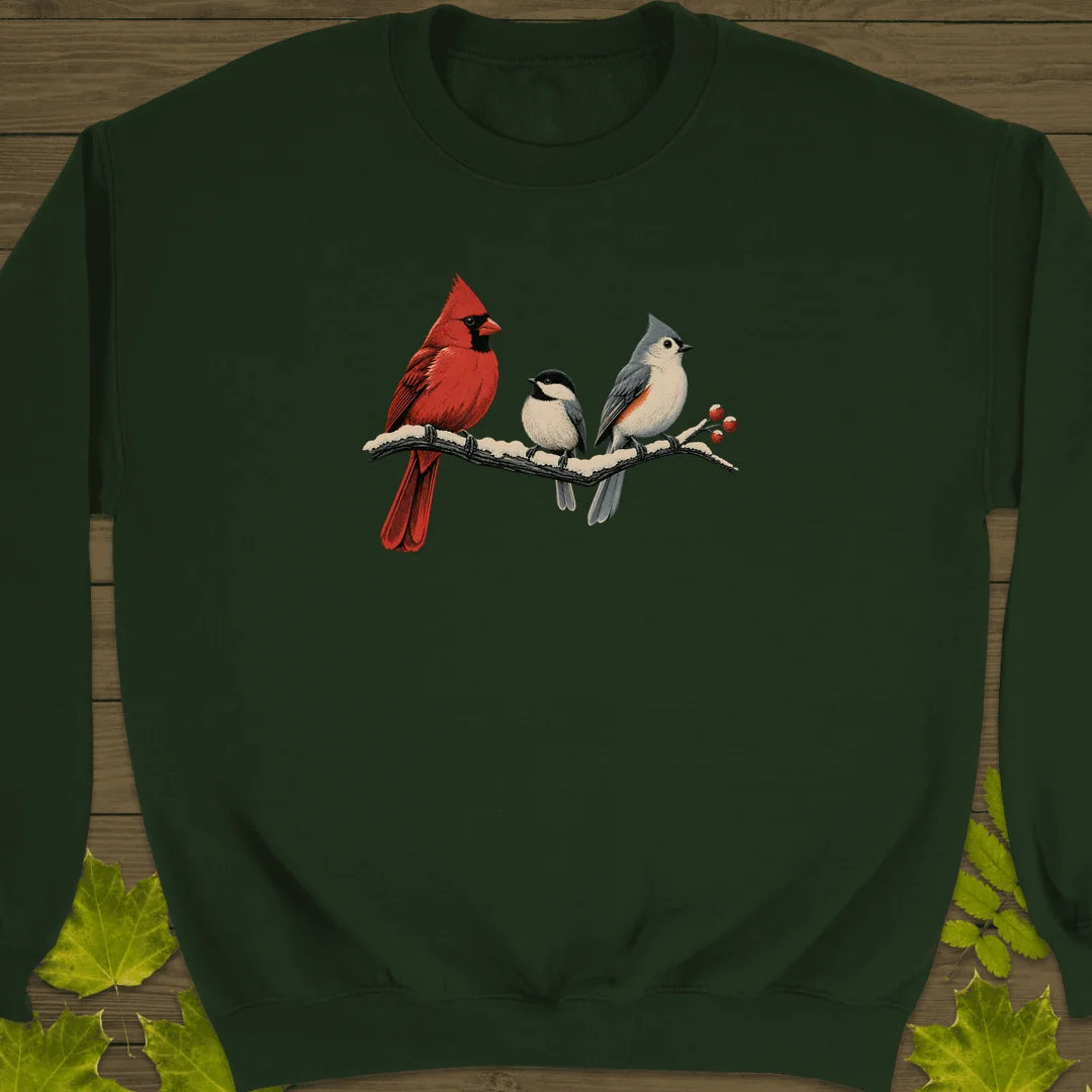 Winter Branch Trio Sweatshirt in Forest Green