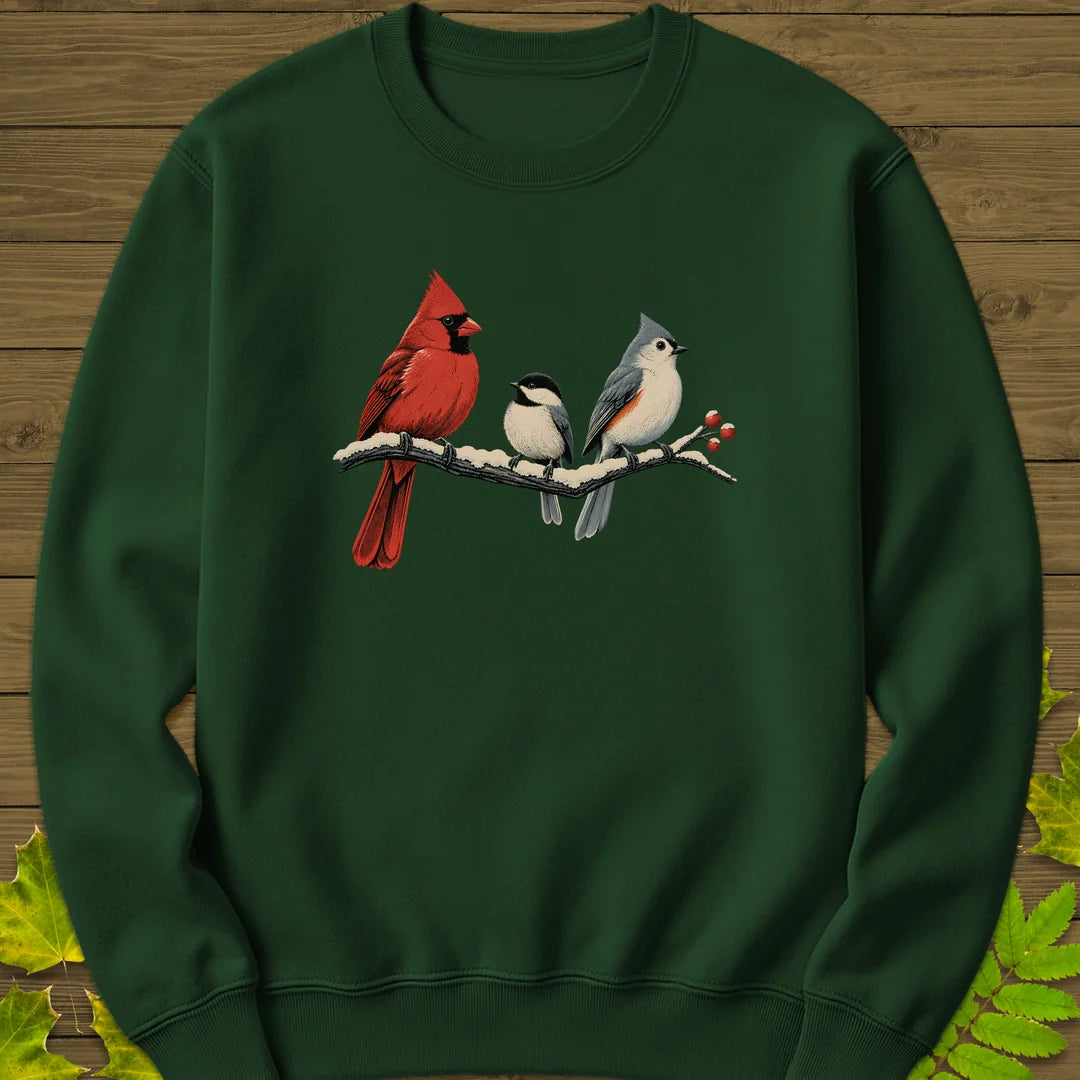 Winter Branch Trio Sweatshirt in Forest Green