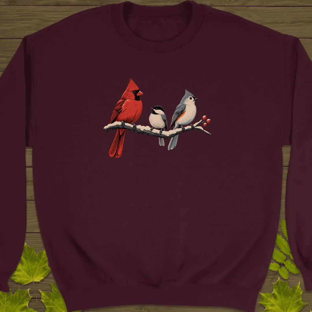 Winter Branch Trio Sweatshirt in Maroon