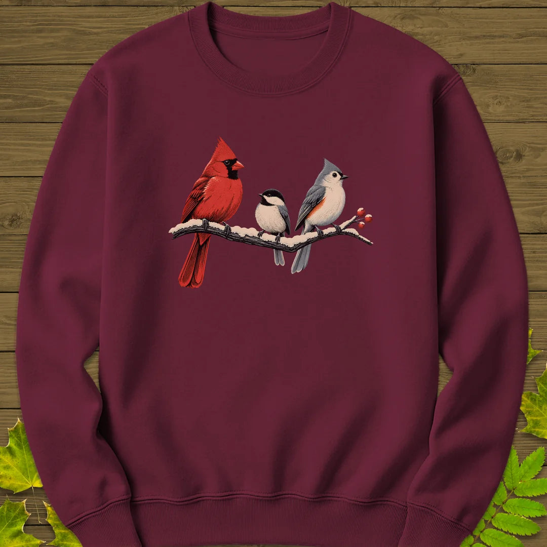 Winter Branch Trio Sweatshirt in Maroon