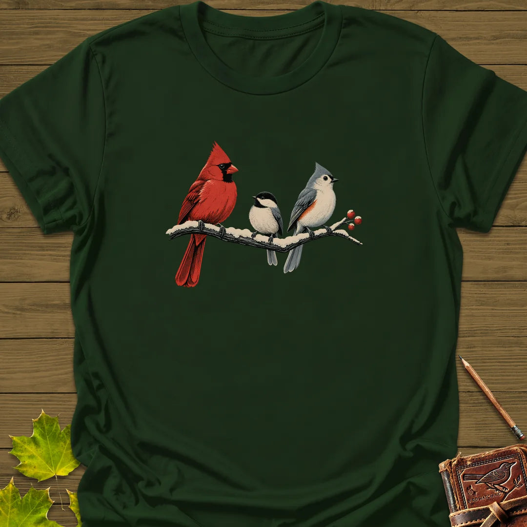 Winter Branch Trio T-Shirt in Forest Green