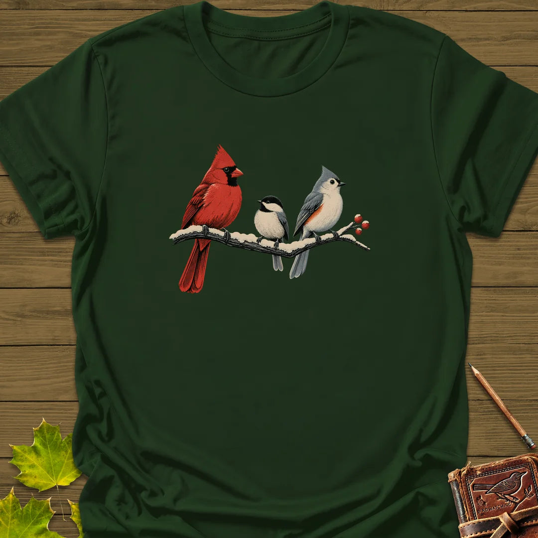 Winter Branch Trio T-Shirt in Forest Green