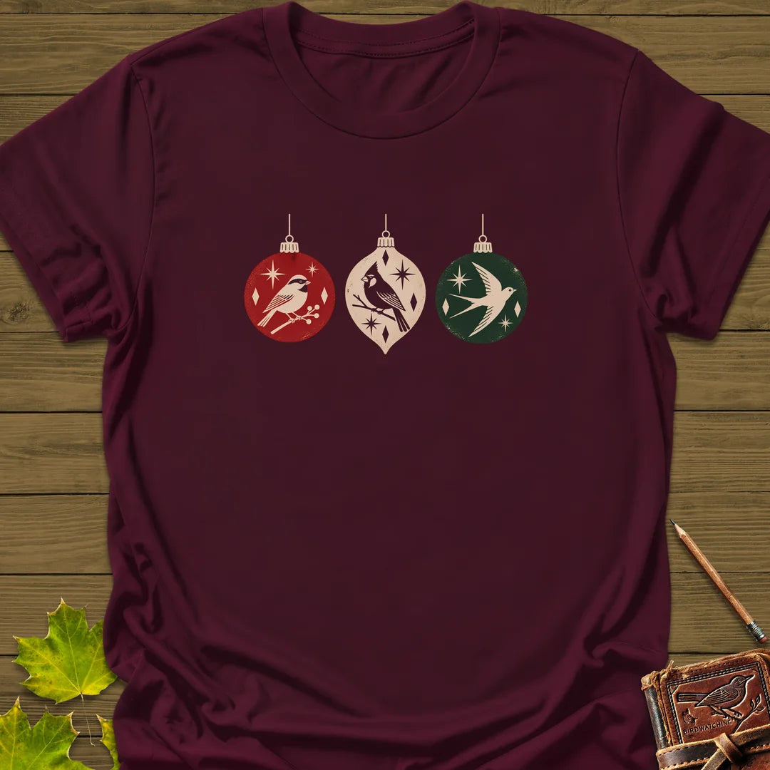 Ornament Flock T-Shirt in Maroon