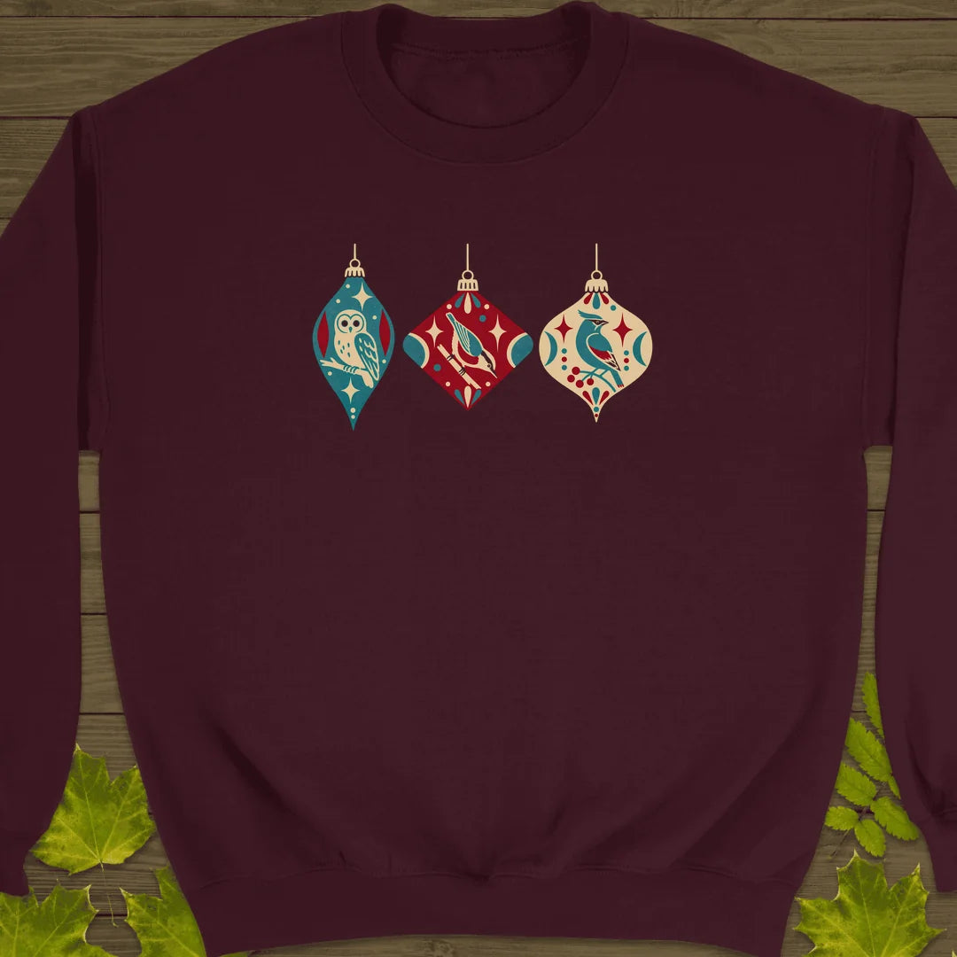 Ornament Trio Sweatshirt in Maroon