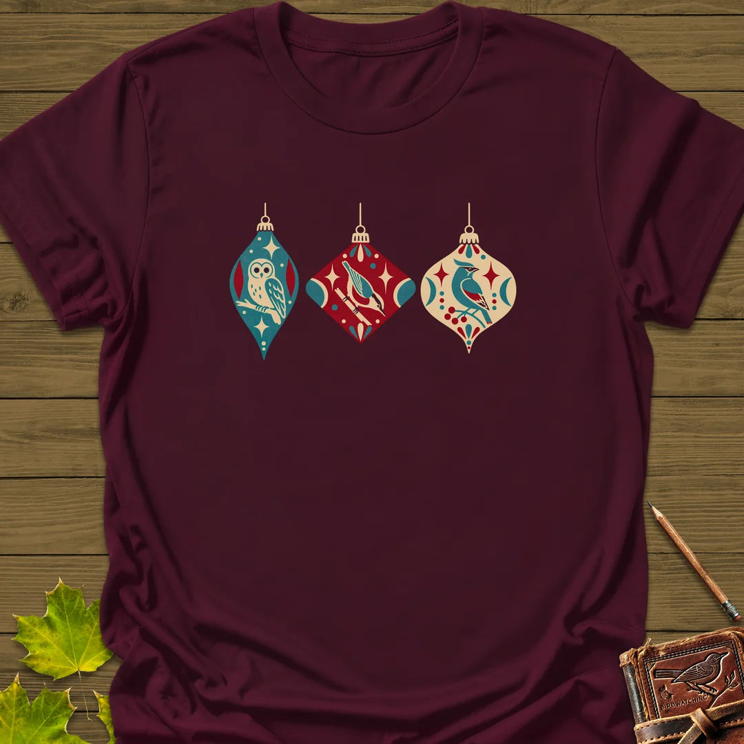 Ornament Trio T-Shirt in Maroon