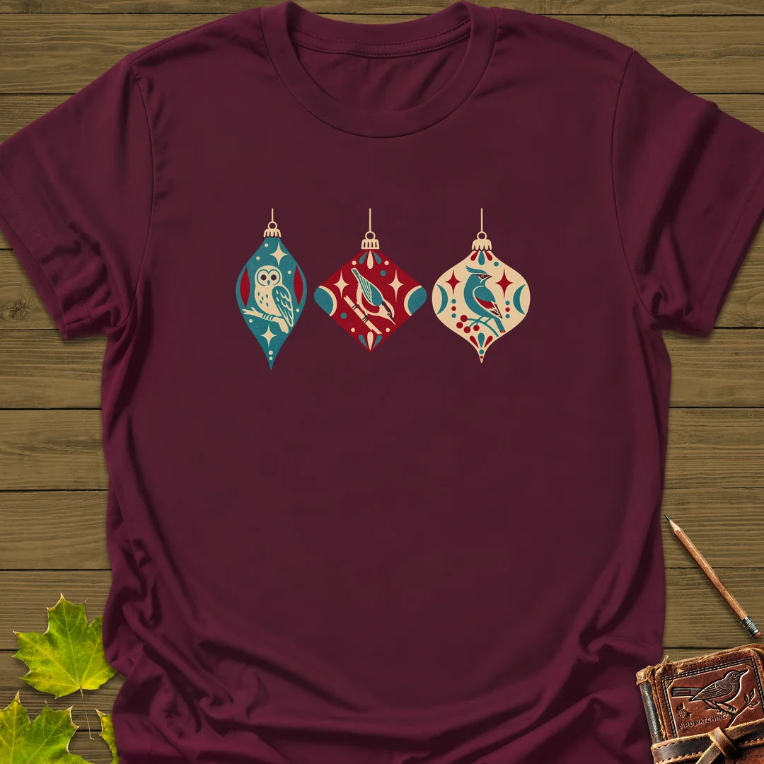 Ornament Trio T-Shirt in Maroon
