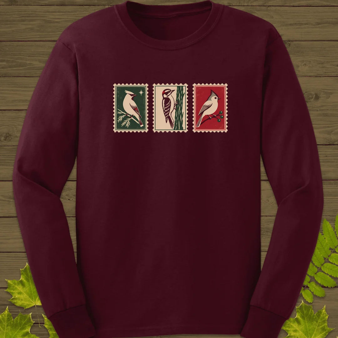 Winter Postage Trio Long Sleeve in Maroon