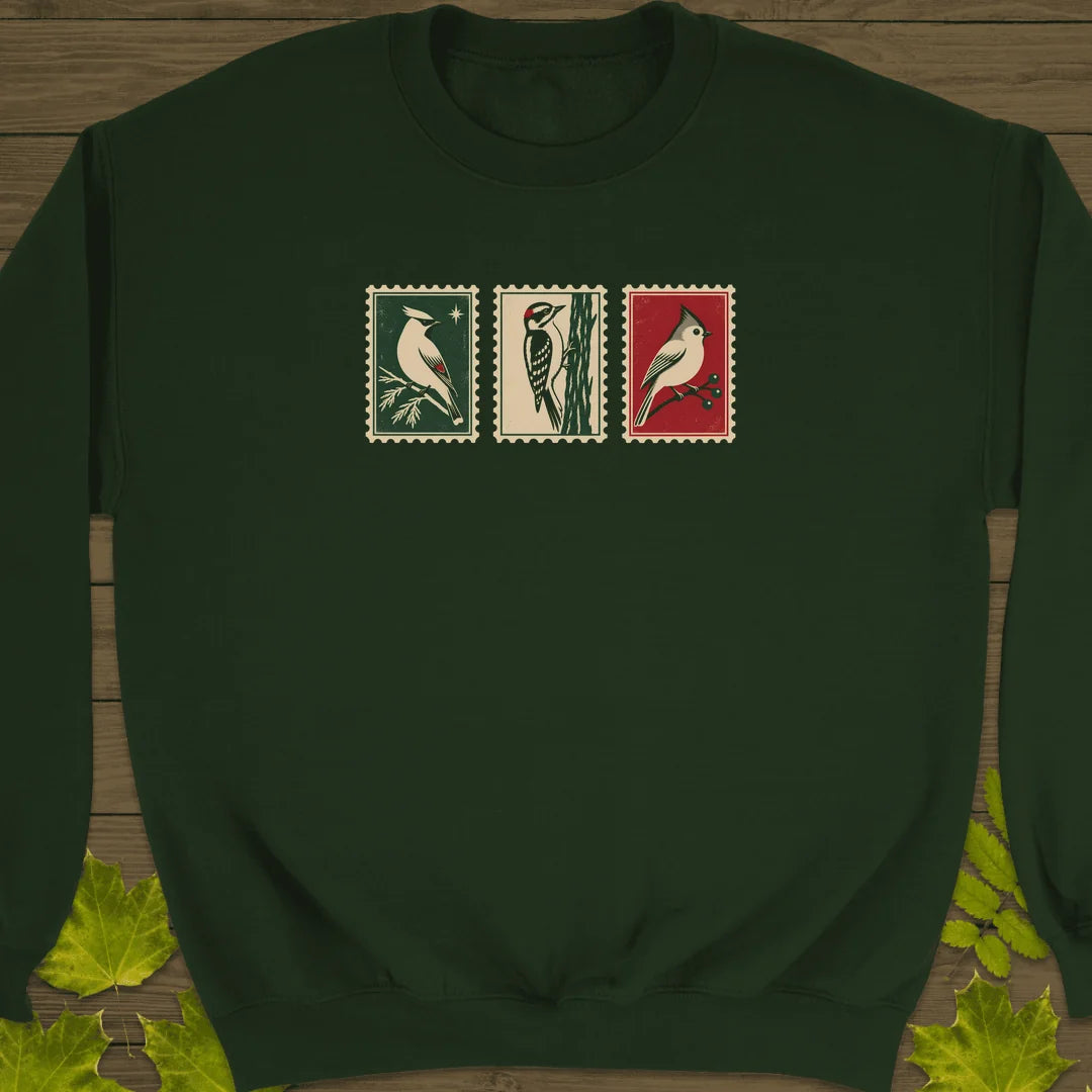 Winter Postage Trio Sweatshirt in Forest Green