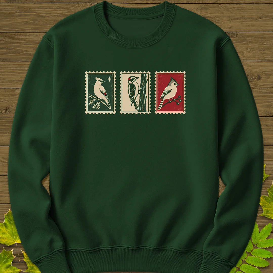 Winter Postage Trio Sweatshirt in Forest Green