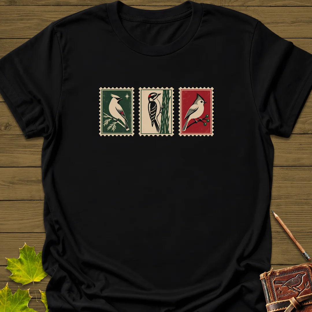 Winter Postage Trio T-Shirt in Black