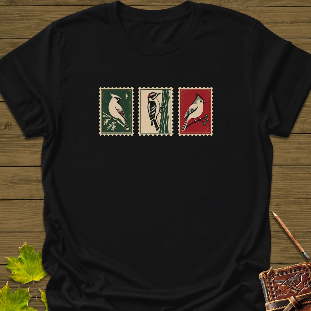 Winter Postage Trio T-Shirt in Black