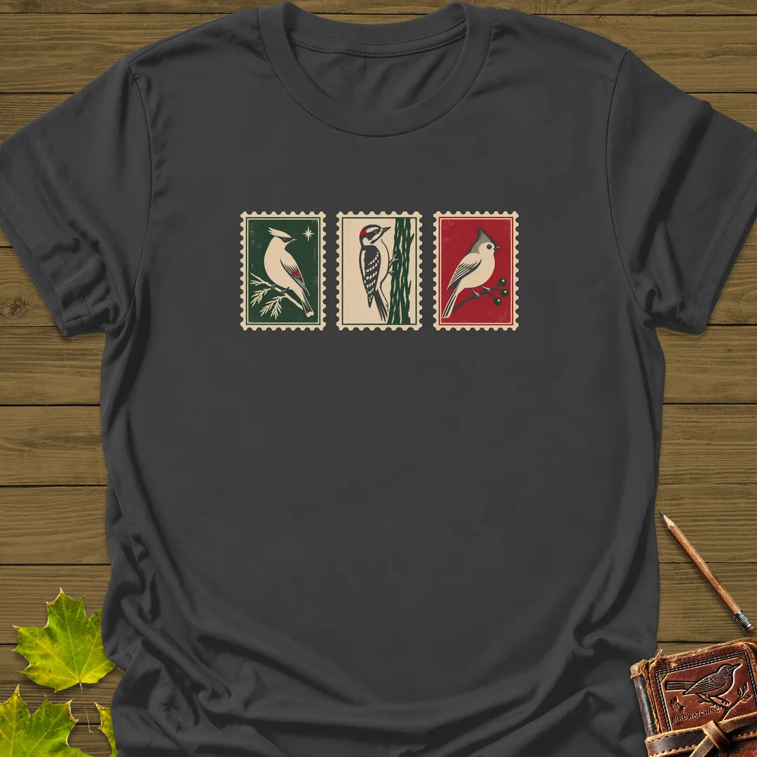 Winter Postage Trio T-Shirt in Charcoal