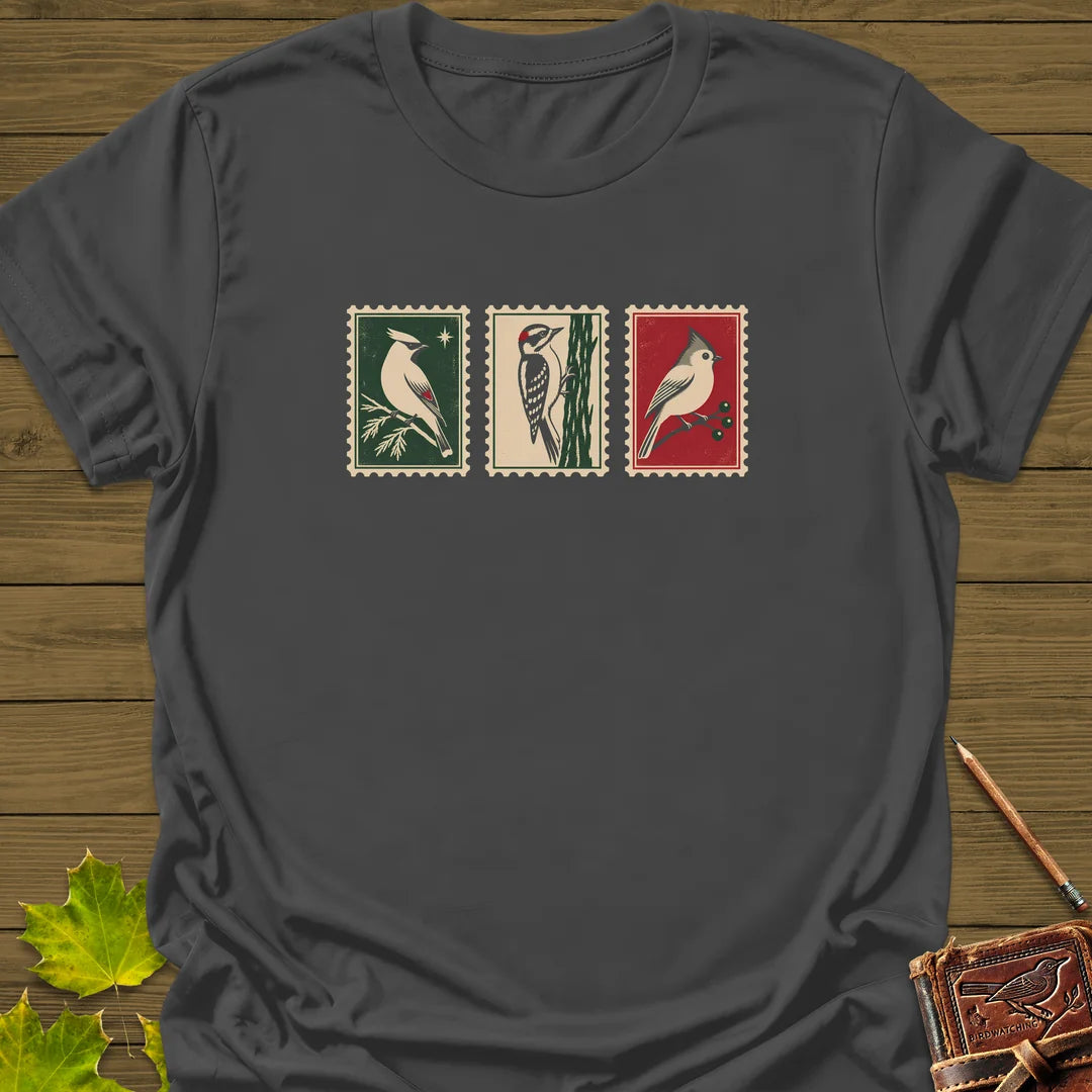 Winter Postage Trio T-Shirt in Charcoal