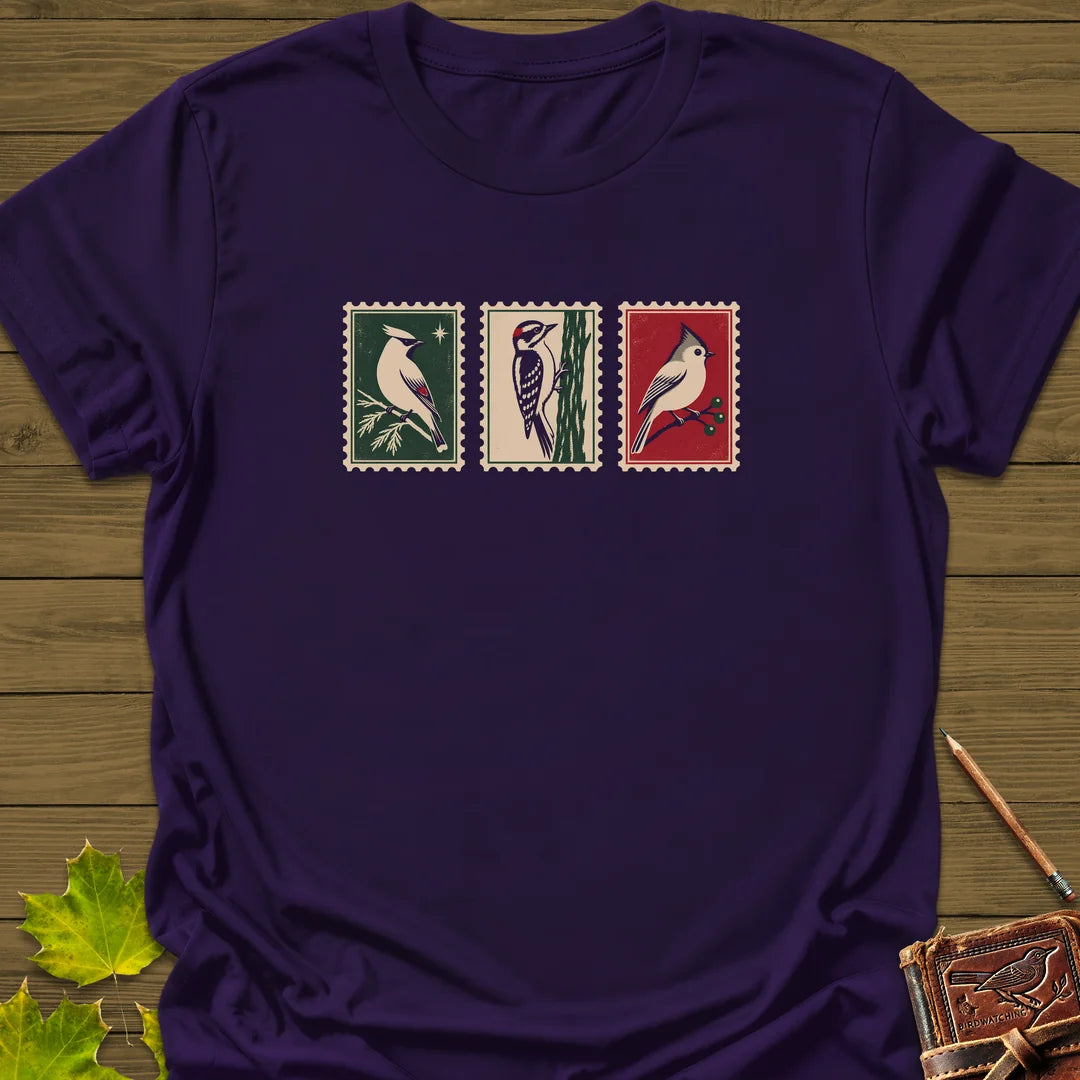 Winter Postage Trio T-Shirt in Purple