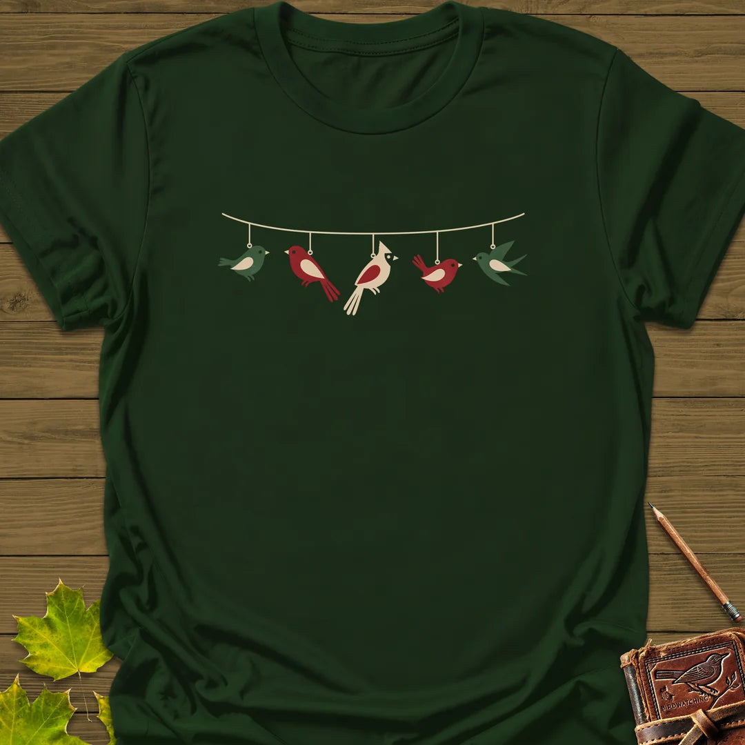 Feathered Garland T-Shirt in Forest Green