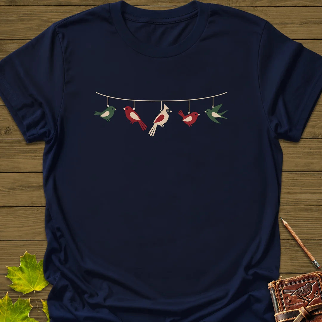 Feathered Garland T-Shirt in Navy
