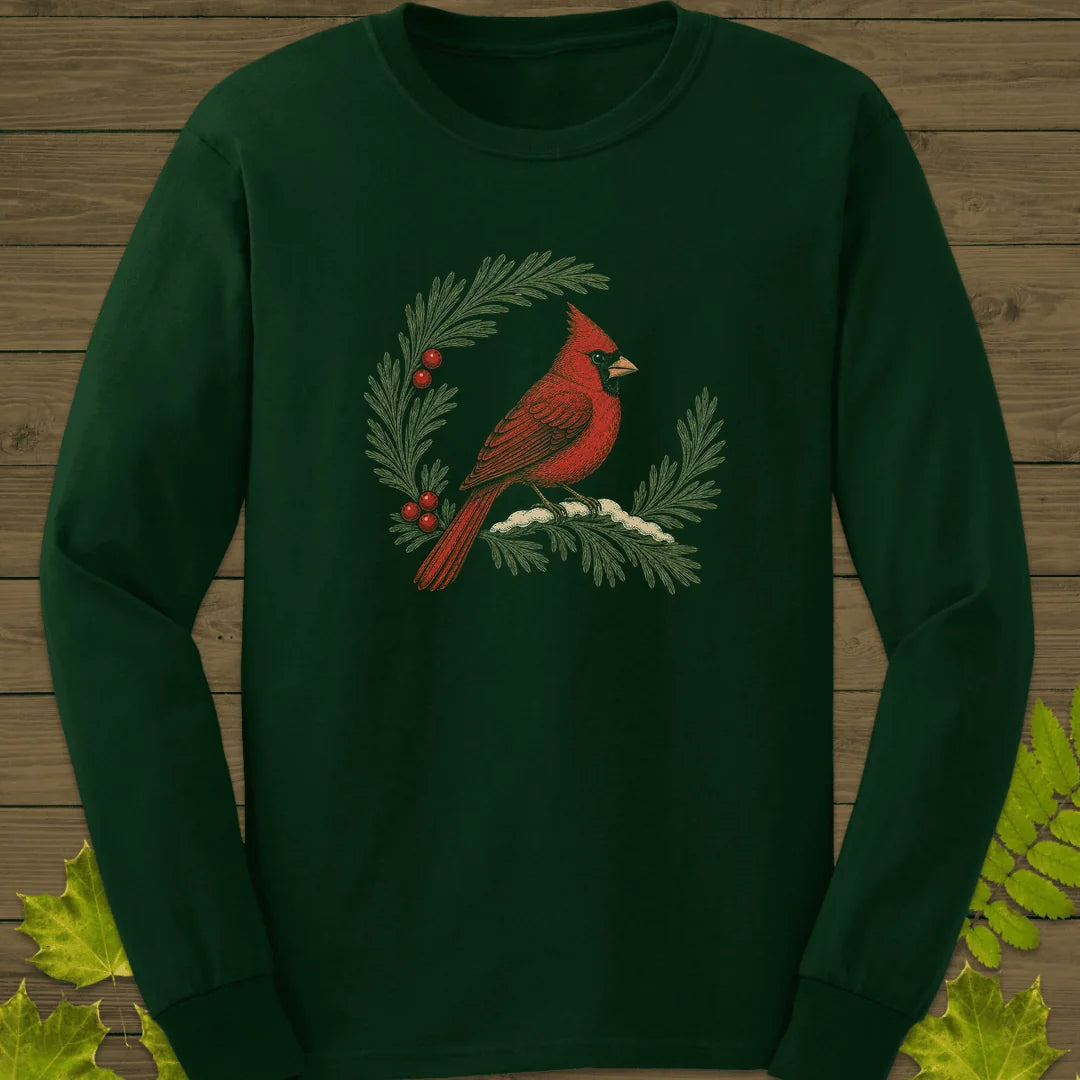 Wreathed In Red Long Sleeve in Forest Green