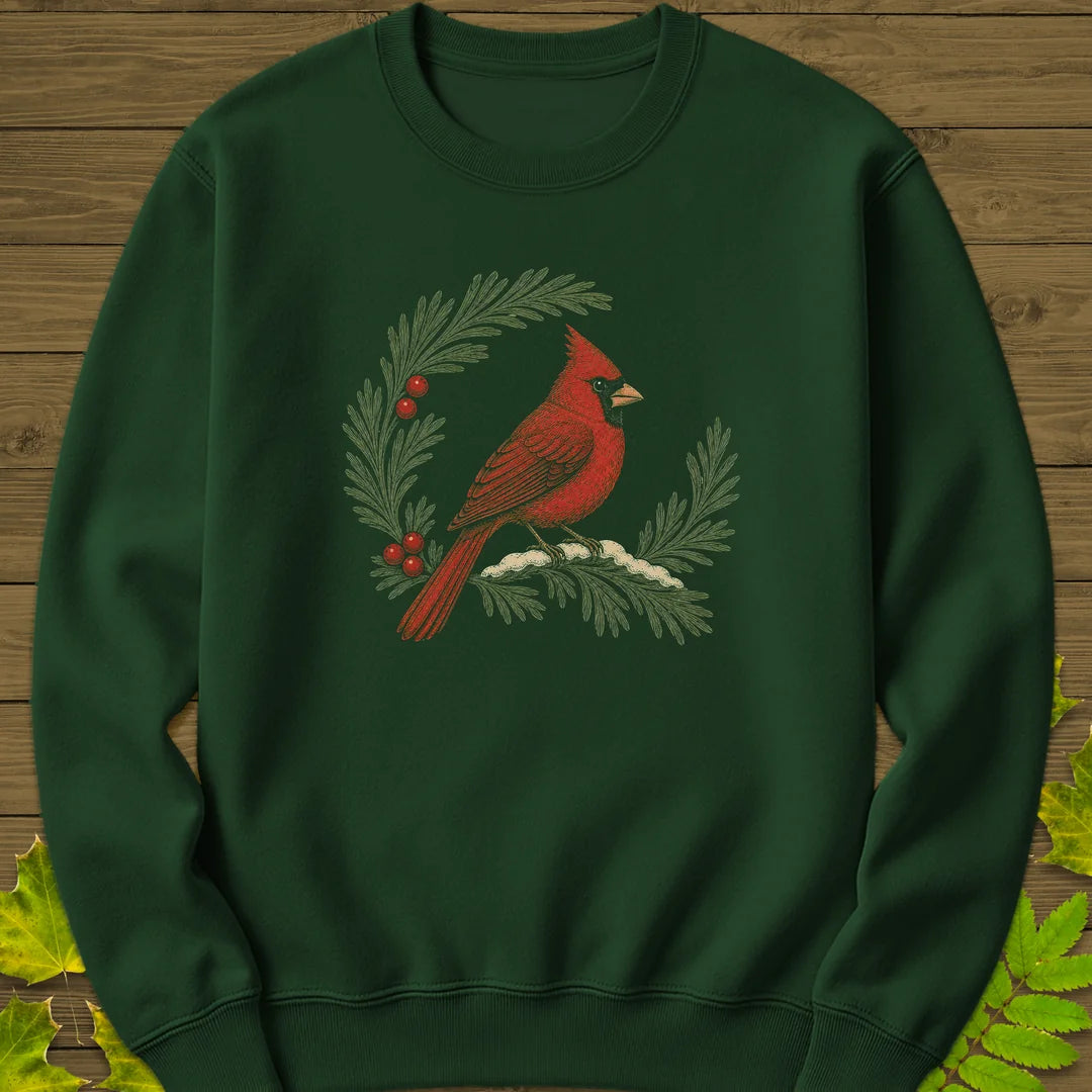 Wreathed In Red Sweatshirt in Forest Green