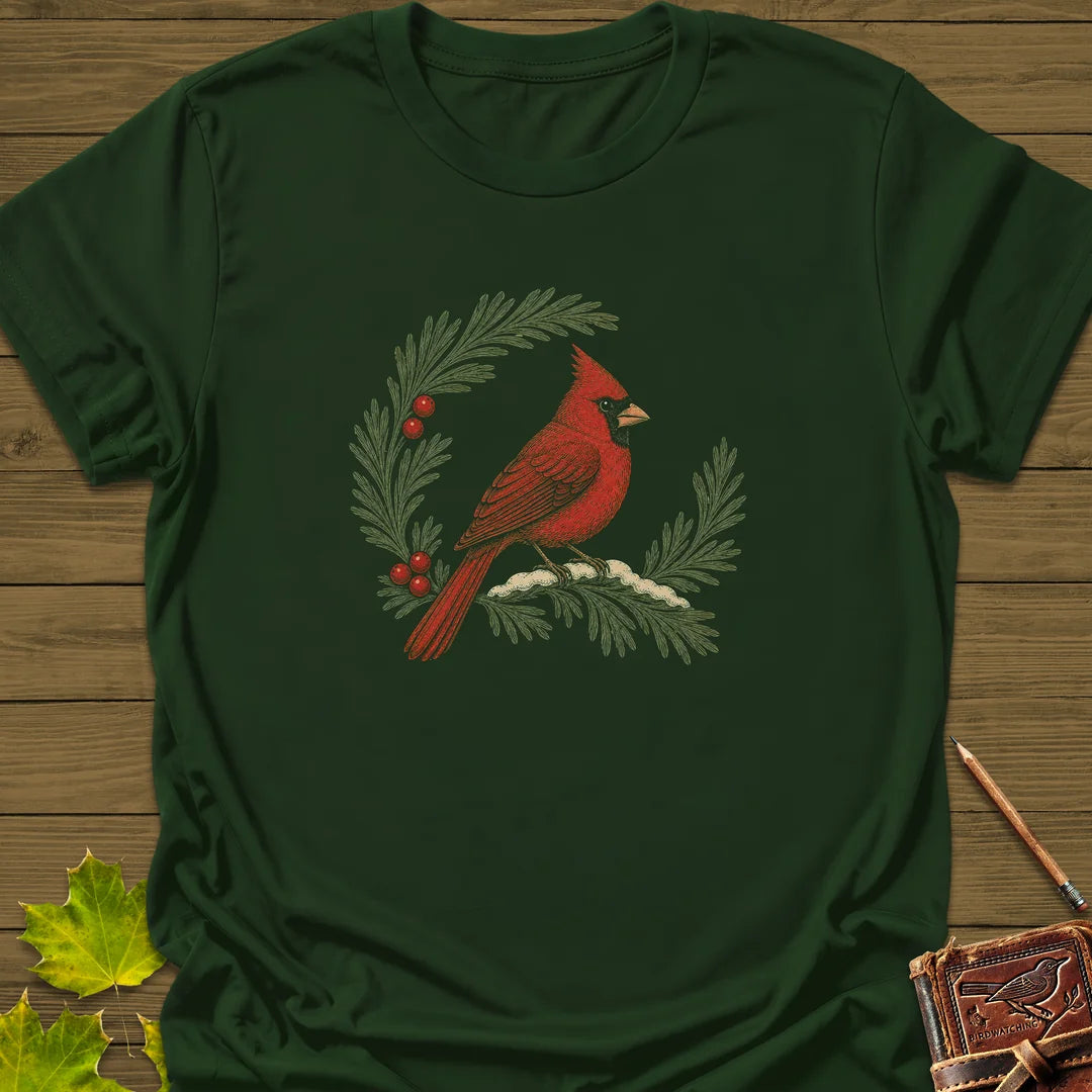 Wreathed In Red T-Shirt in Forest Green