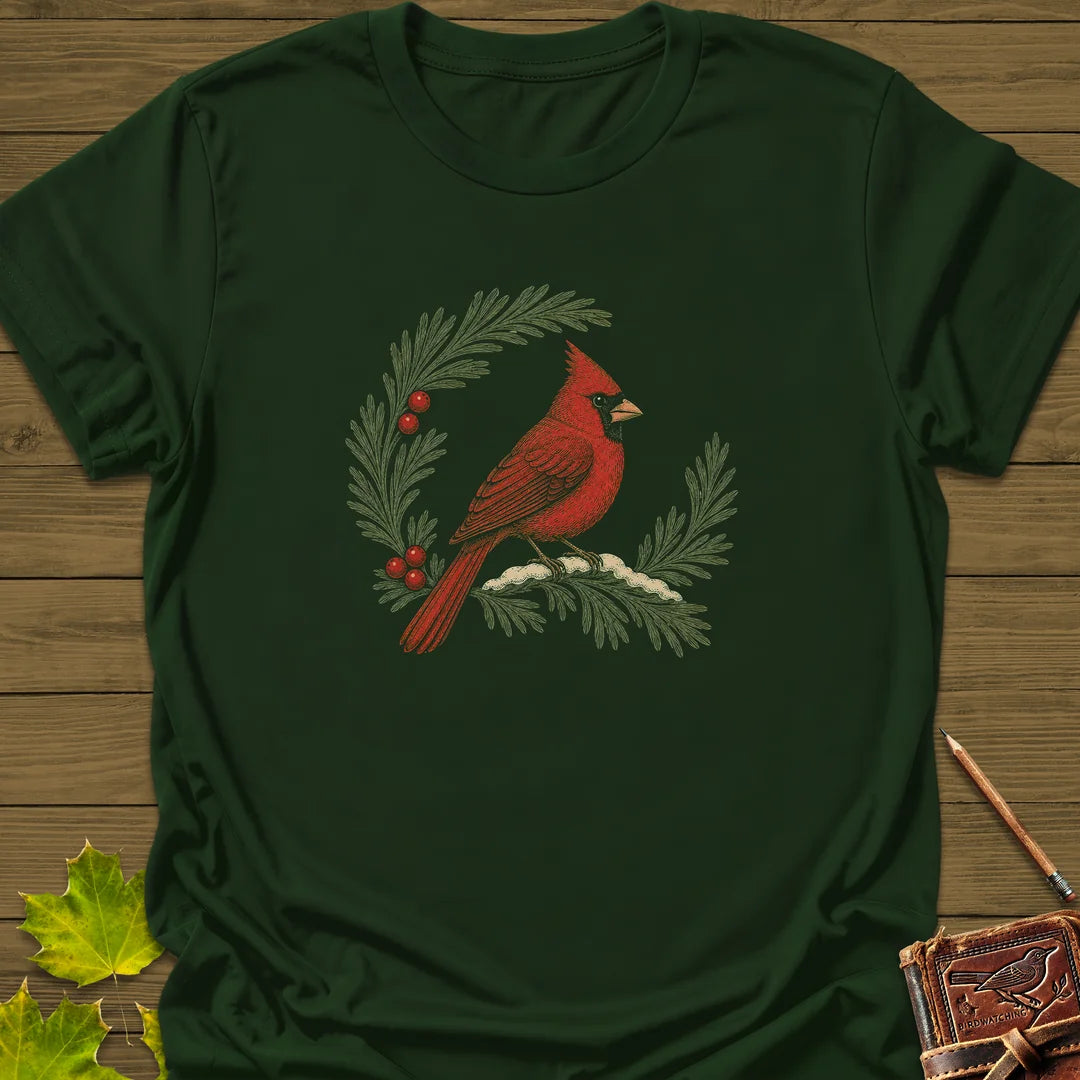 Wreathed In Red T-Shirt in Forest Green