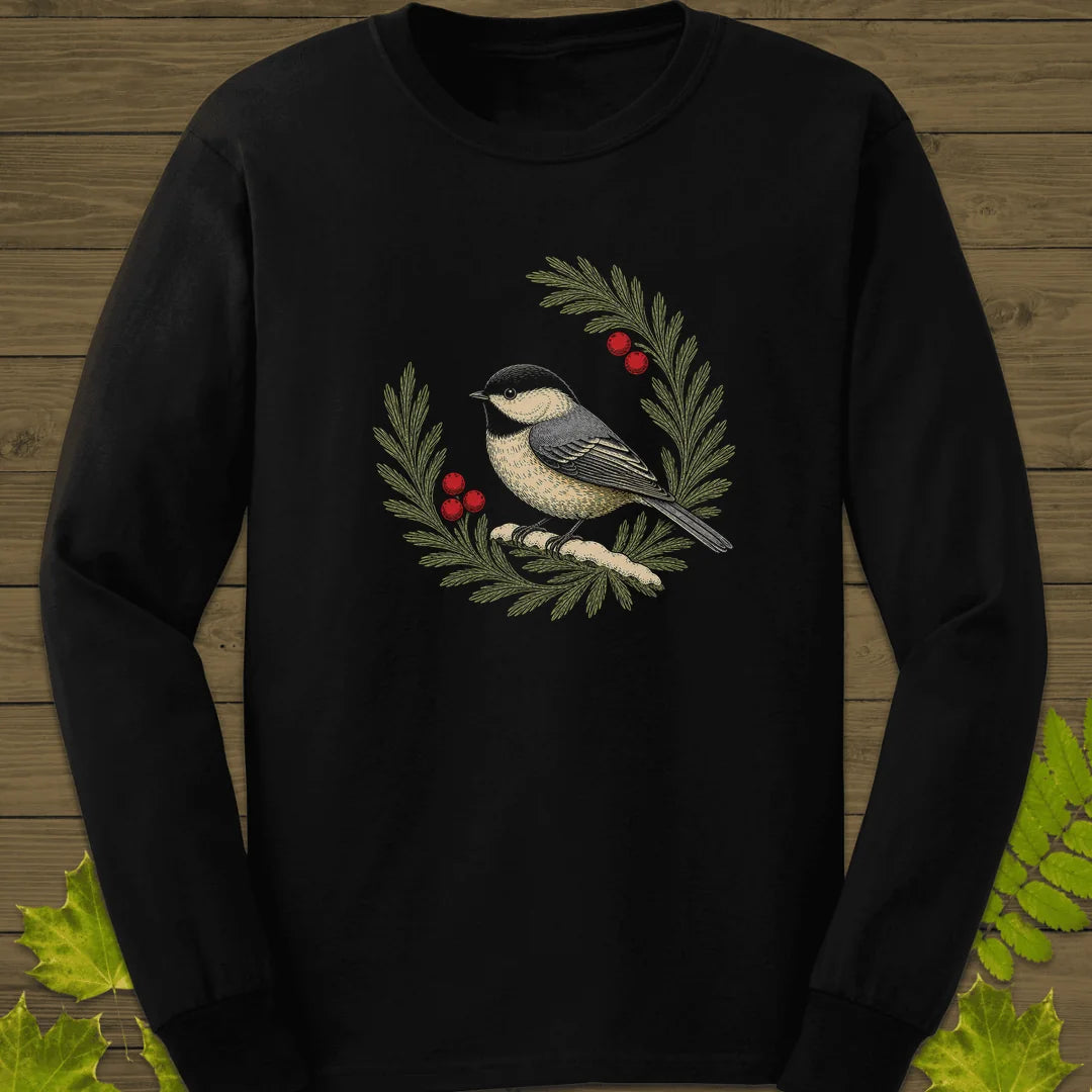 Winterberry Chickadee Long Sleeve in Black