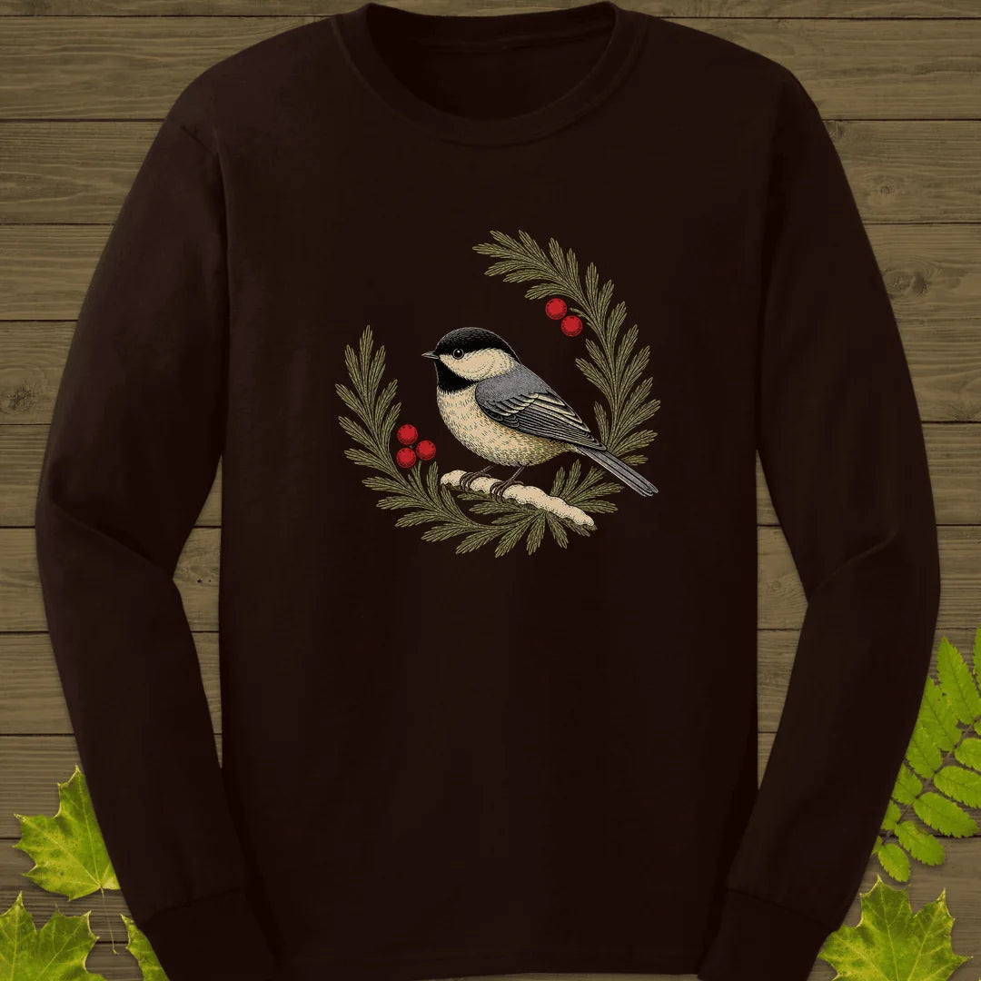 Winterberry Chickadee Long Sleeve in Dark Chocolate
