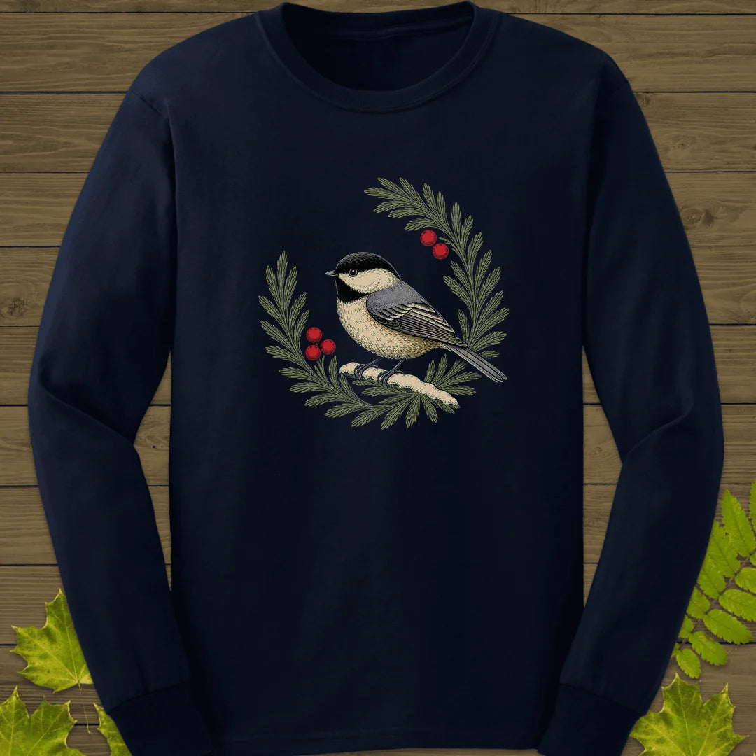 Winterberry Chickadee Long Sleeve in Navy