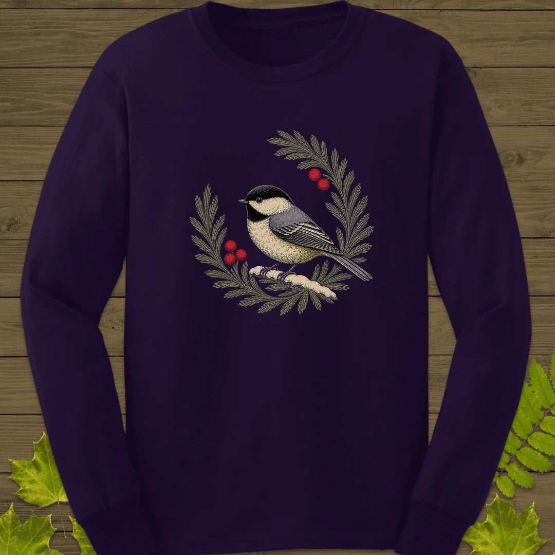 Winterberry Chickadee Long Sleeve in Purple