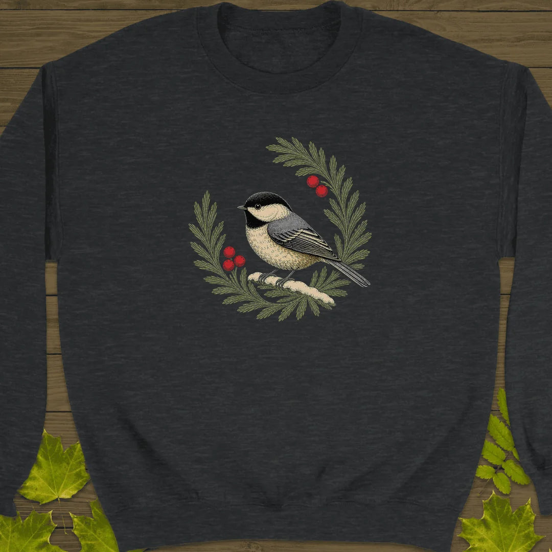 Winterberry Chickadee Sweatshirt in Dark Heather