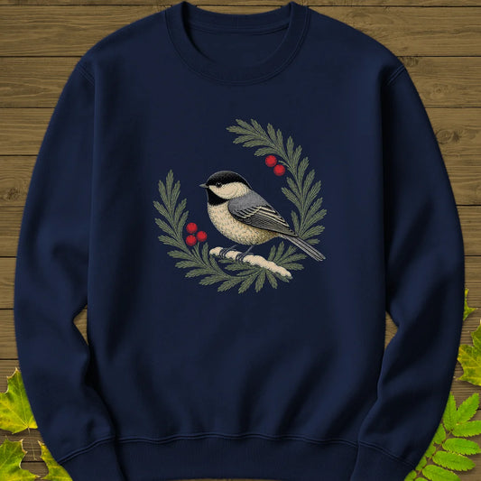 Chickadee Wreath Sweatshirt in Navy