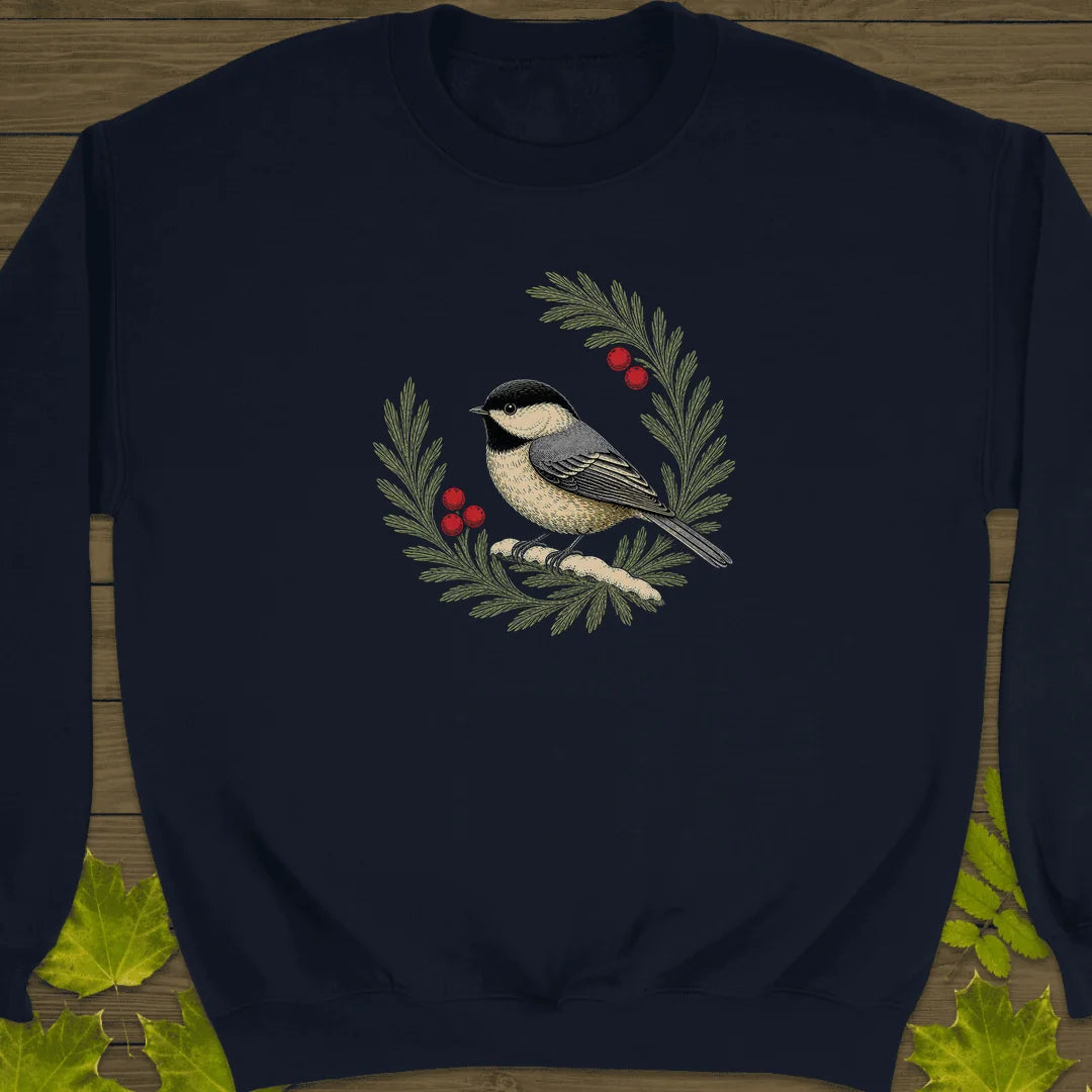Winterberry Chickadee Sweatshirt in Navy