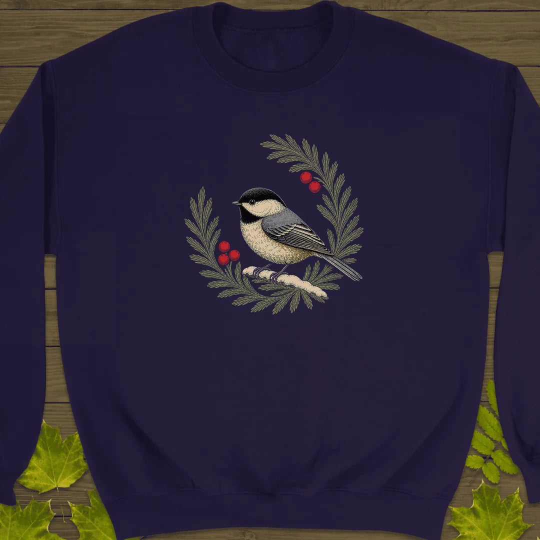 Winterberry Chickadee Sweatshirt in Purple