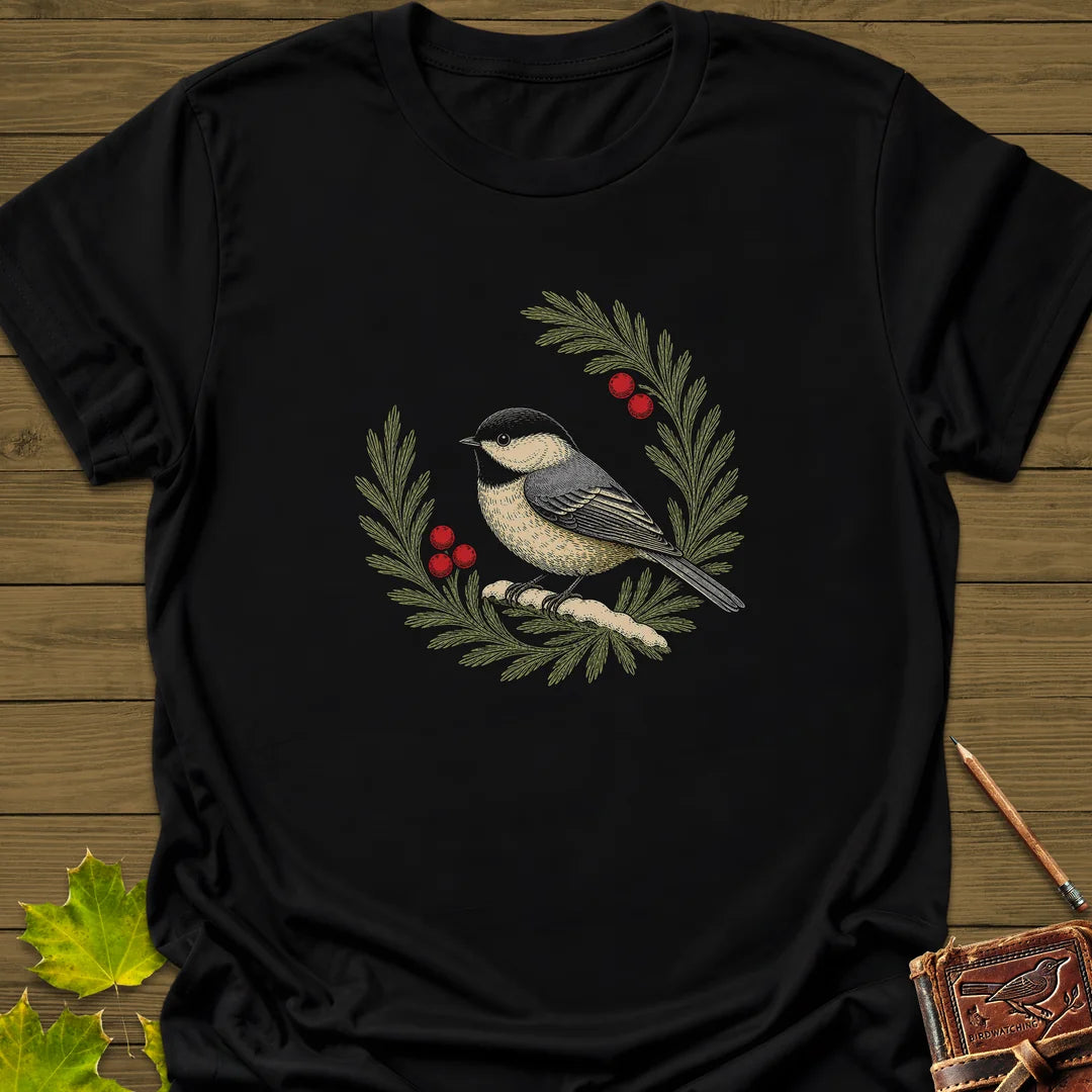Winterberry Chickadee T-Shirt in Black