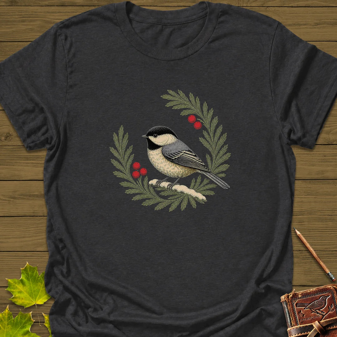 Winterberry Chickadee T-Shirt in Dark Heather