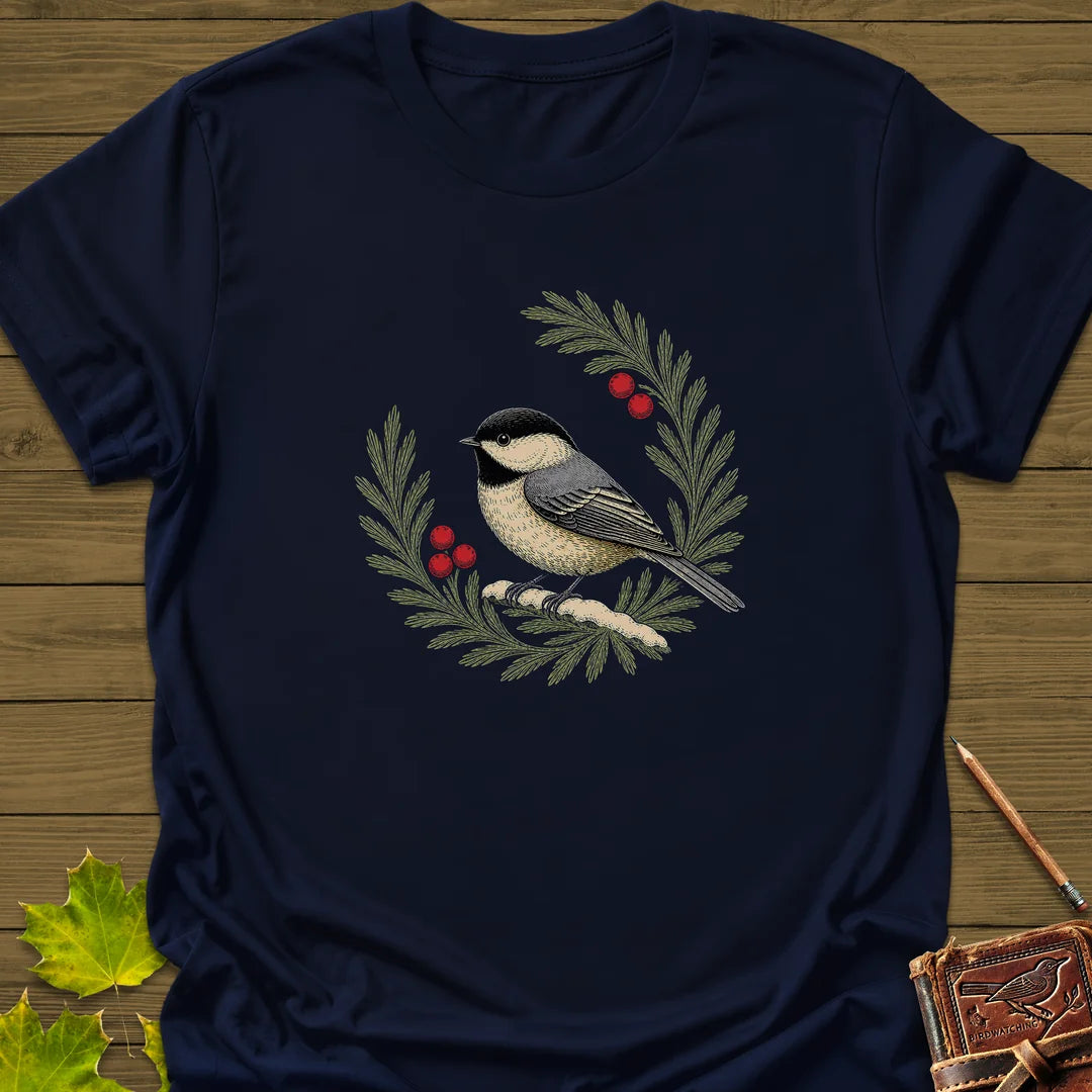 Winterberry Chickadee T-Shirt in Navy