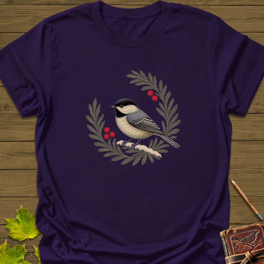 Winterberry Chickadee T-Shirt in Purple