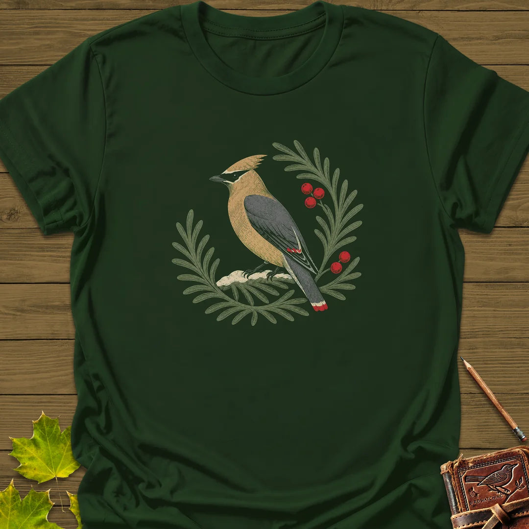 Berries And Branches T-Shirt in Forest Green
