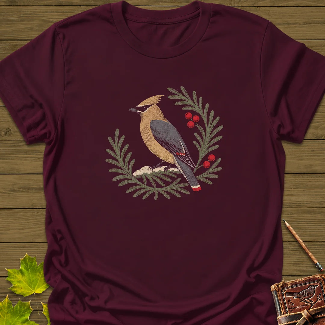 Berries And Branches T-Shirt in Maroon