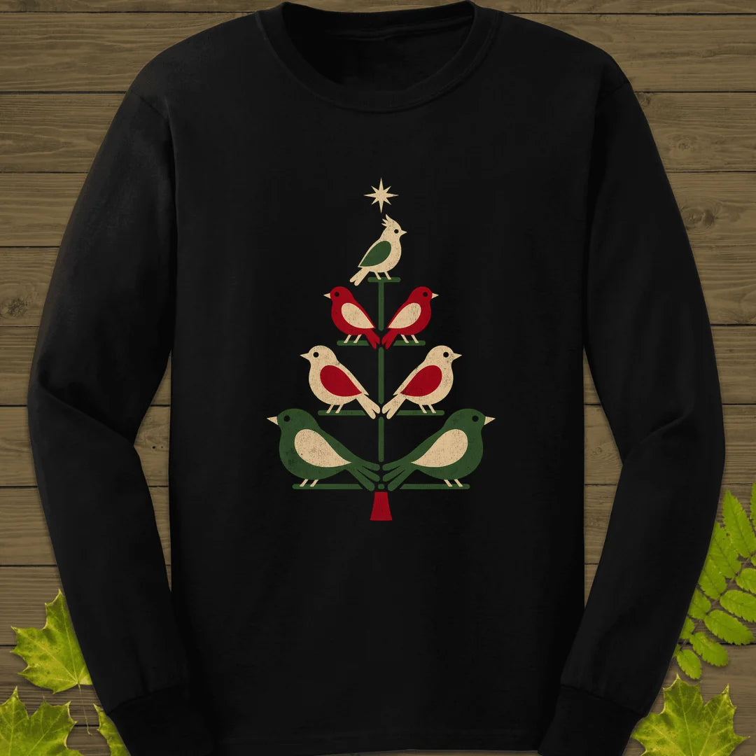 Bird Tree Ornaments Long Sleeve in Black