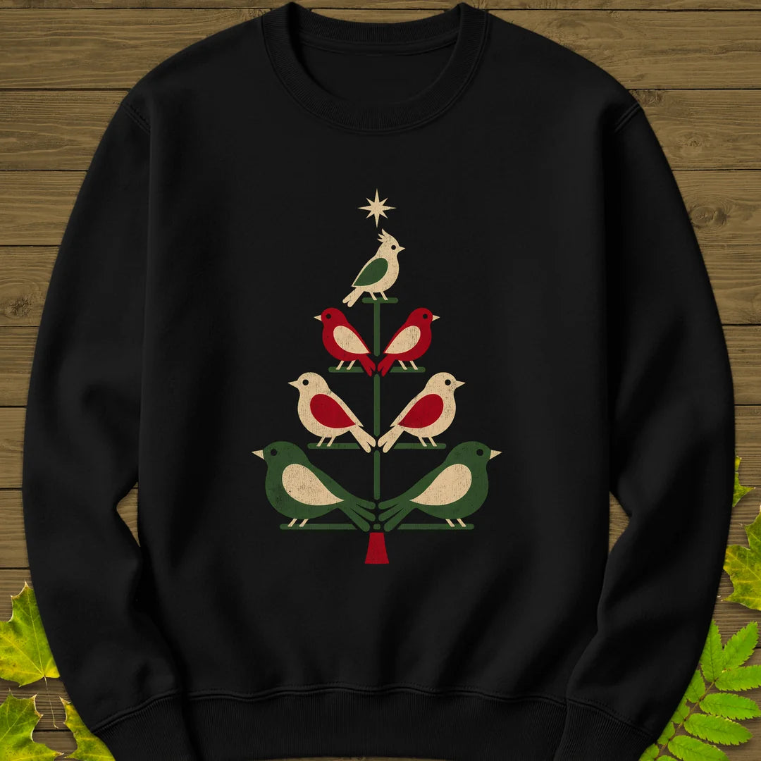 Bird Tree Ornaments Sweatshirt in Black