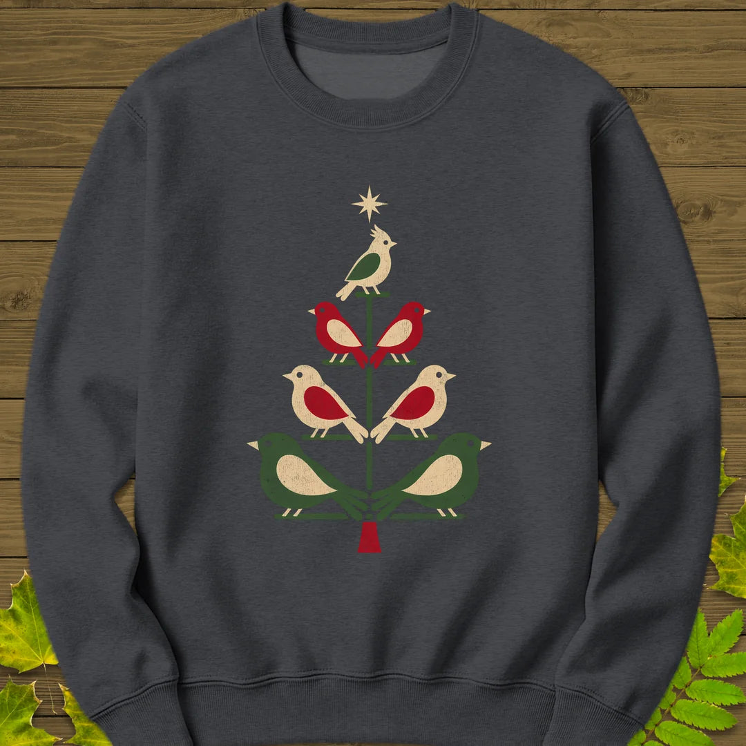 Bird Tree Ornaments Sweatshirt in Dark Heather