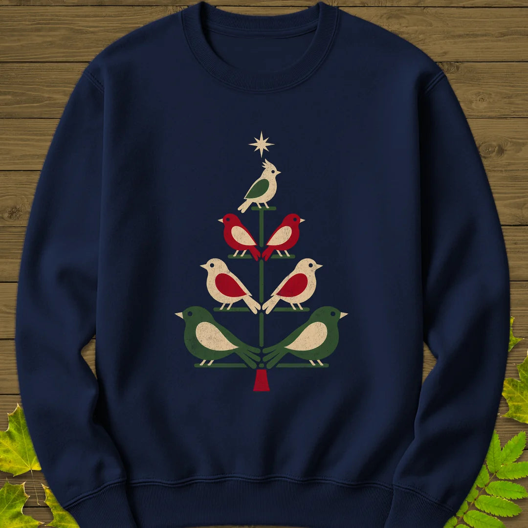Bird Tree Ornaments Sweatshirt in Navy